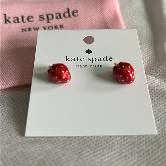 Kate Spade Picnic In The Park Strawberry Clutch Bag/ Stud Earrings Set - Picture 8 of 13